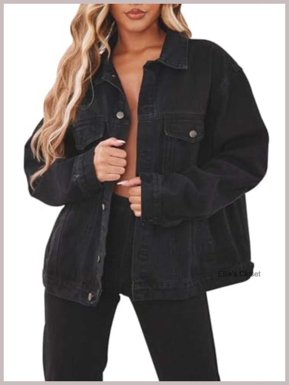Oversized Denim Jacket Long Sleeve Trucker Jean Jacket Women Relaxed Fit